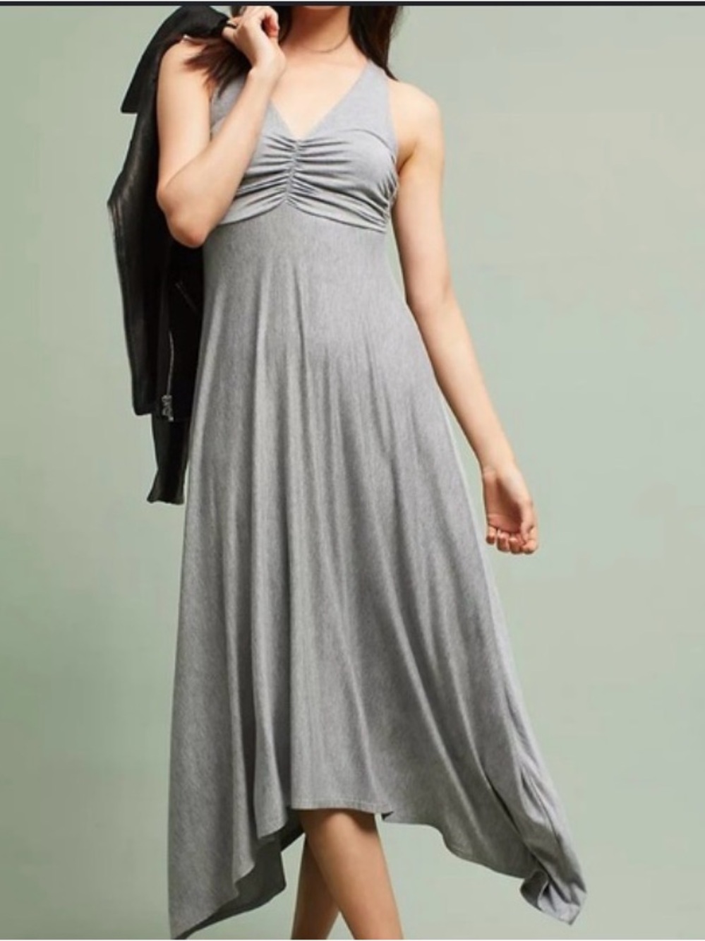 New! Maeve Anthropologie gray midi jersey knit dress. Size M